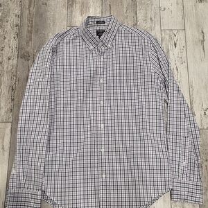 (M) Men's J. Crew Button Down Purple Checkered Cotton Slim Untucked Medium